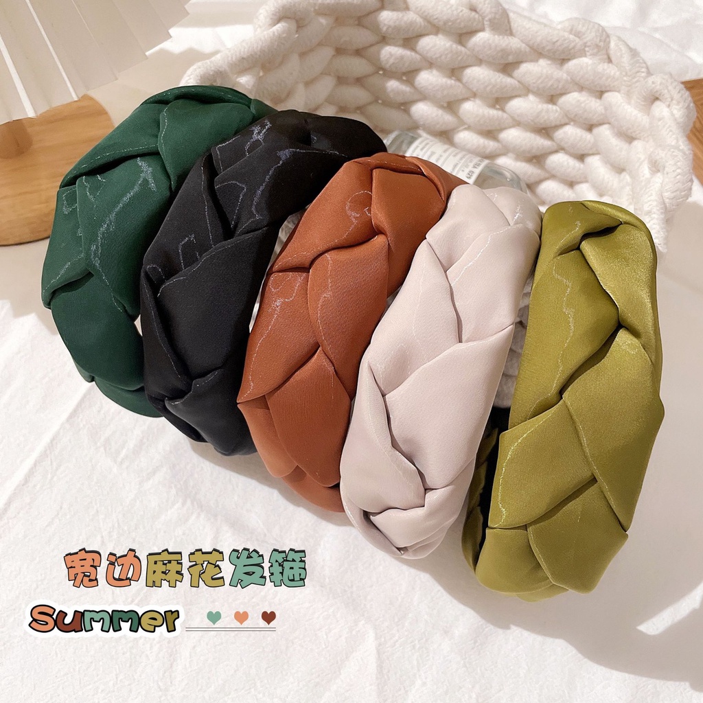 Băng Đô Màu Trơn Dạng Xoắn Họa Tiết Đầu Lâu Phong Cách Thời Trang Hàn Quốc