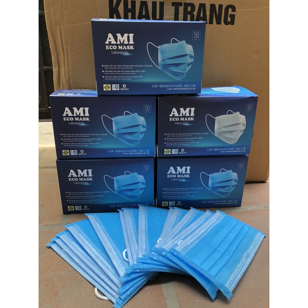 Combo 10 Hộp Khẩu trang y tế Ami cao cấp chọn màu (Hộp 50 chiếc)