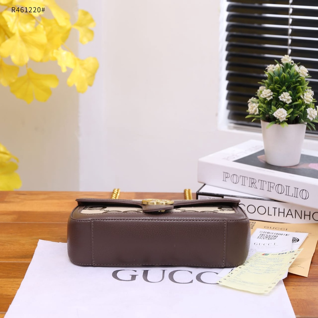 Túi Xách Vải Canvas Jumbo Marmont GG in Camel Và Ebony461220