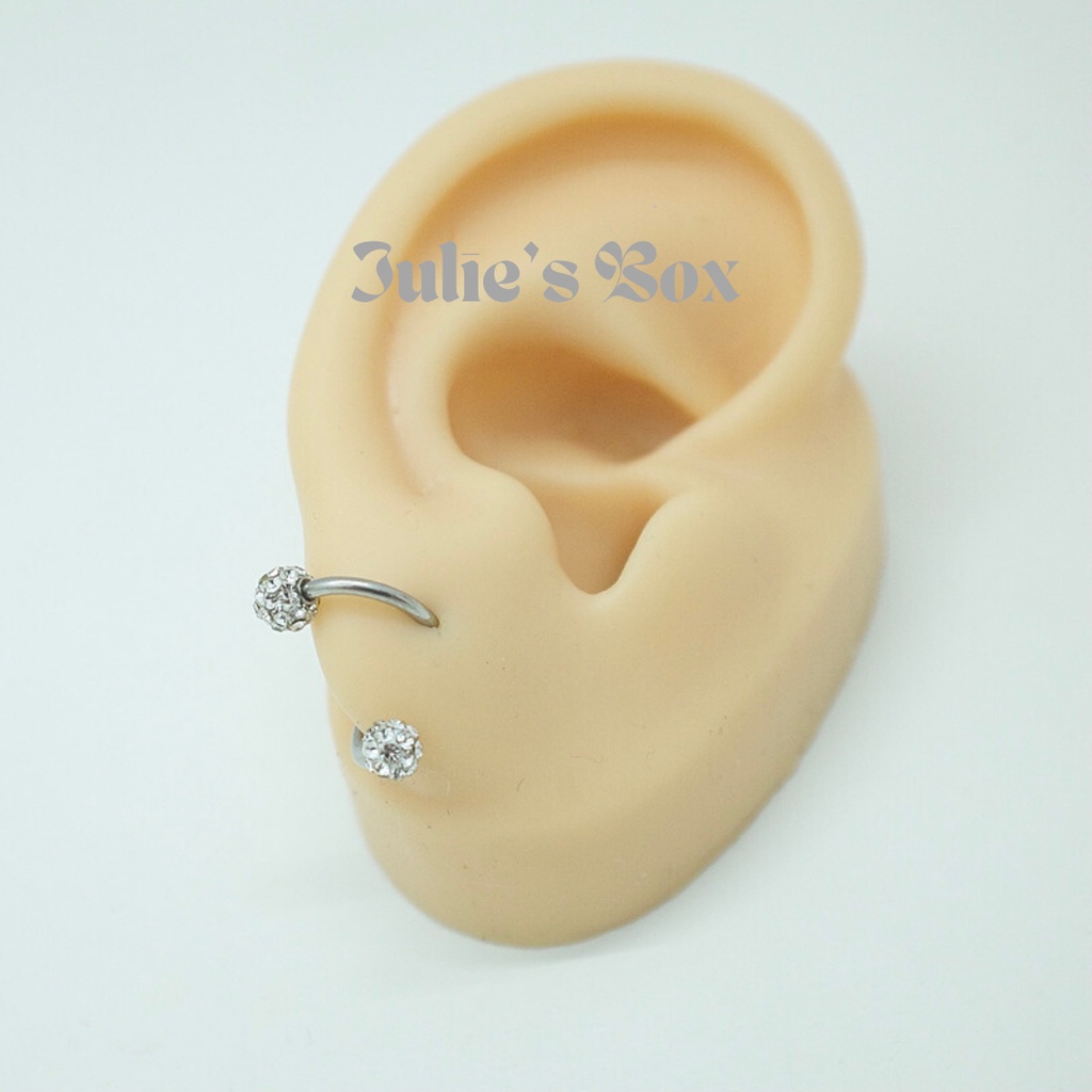 Khuyên Tai Titan Unisex Xoắn Đá Nhuyễn Trắng Không Gỉ Sét Không Ngứa Bông Tai Julies Box 66