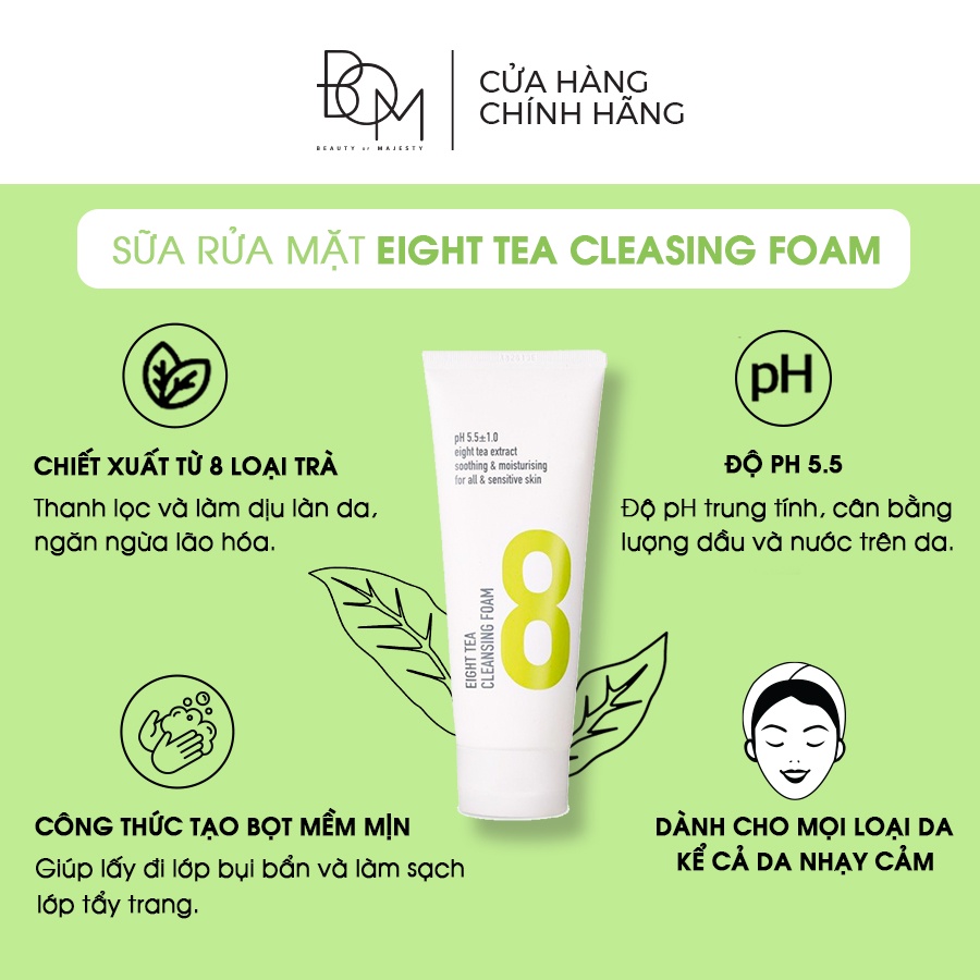 Bộ đôi làm sạch da nước tẩy trang và sửa rửa mặt BOM EIGHT TEA