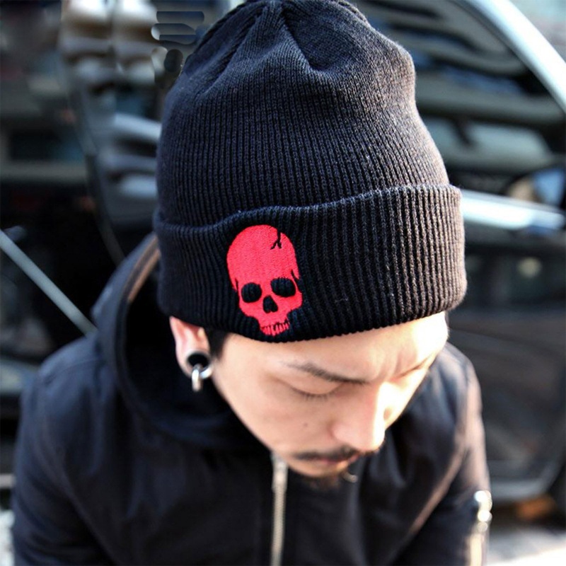 Mũ Len Beanie Dày Dặn Thêu Hình Bộ Xương Thời Trang