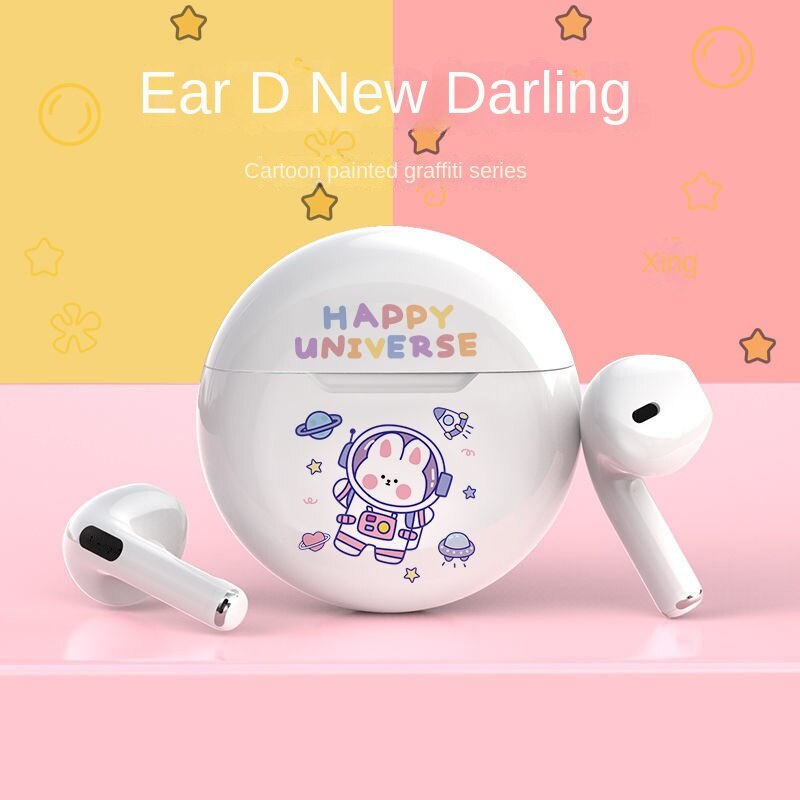 Tai Nghe Bluetooth Nhét Tai Không Dây Mini Hình Gấu / Dâu / Doremon / Cậu Bé Bút Chì Dễ Thương Thông Dụng Cho Nữ