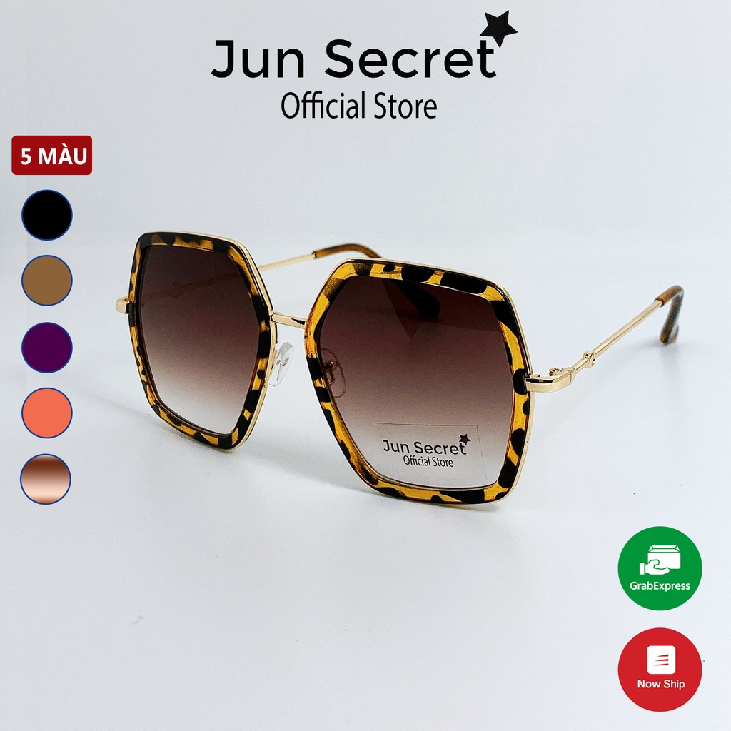 Kính mát nam nữ lục giác thời trang gọng kim loại Jun Secret chống tia UV JS86A96