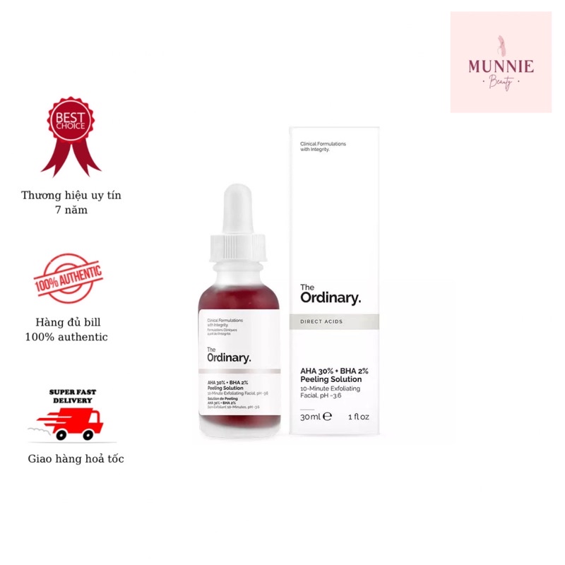 [Bill Sephora US] Tẩy da chết hoá học The Ordinary AHA 30% + BHA 2% Peeling Solution