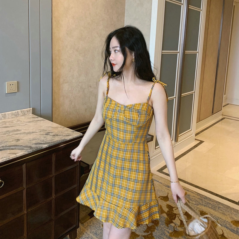 Women's Fashion Summer  Plaid dress with suspenders | BigBuy360 - bigbuy360.vn