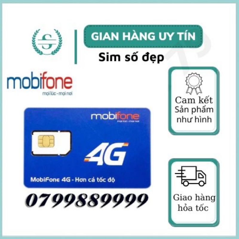 Bán sim mobiphone tứ quý 9 - 0799889999 giá 368 triệu - sim kép đẹp