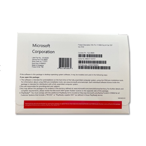 Phiên bản Win11 Pro DVD Flash Drive windows 11 Pro Jane Bag Nhãn dán phiên bản chính hãng