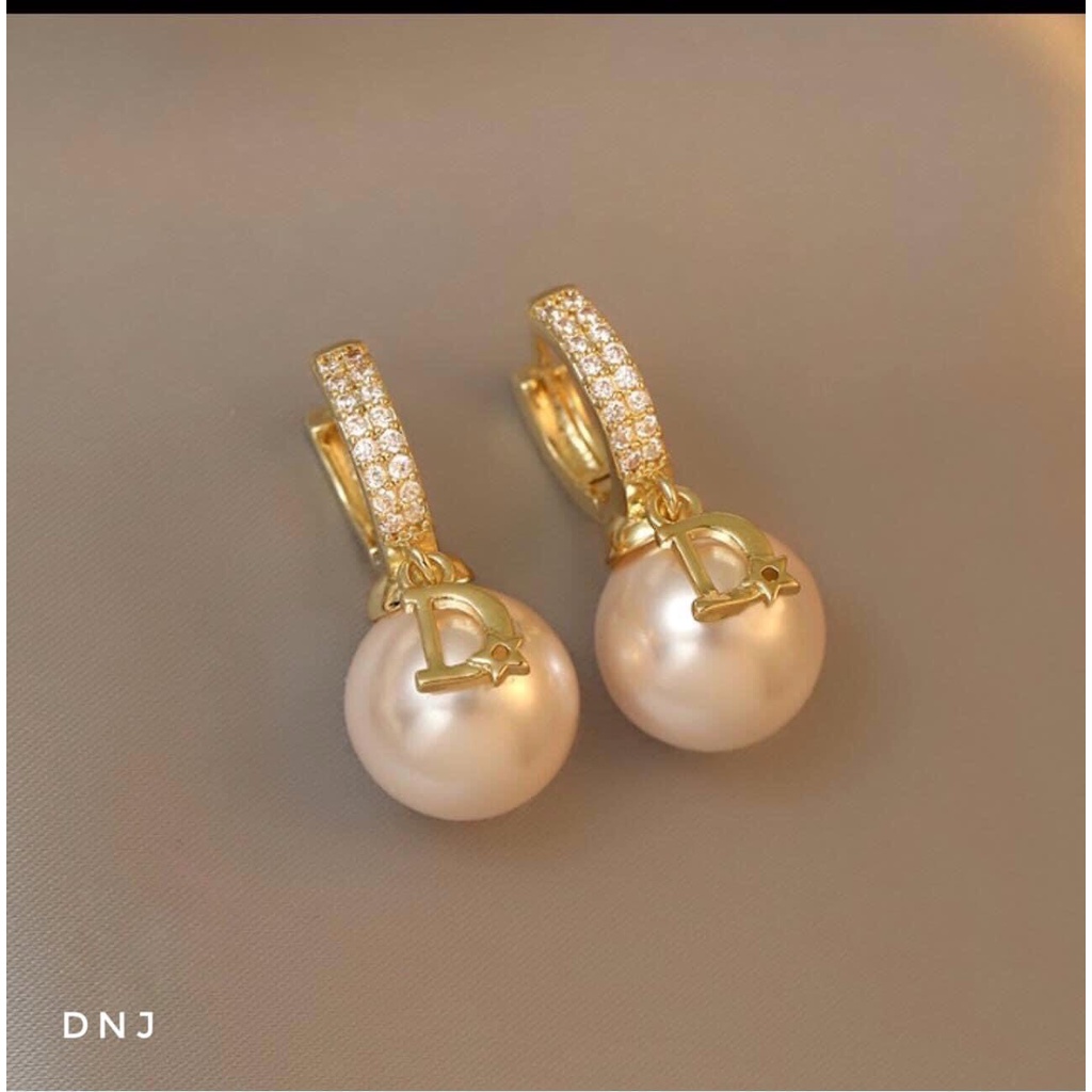 Bông tai nữ bạc thật đính hạt trai sang chảnh - Kho sỉ bạc Nhất Linh