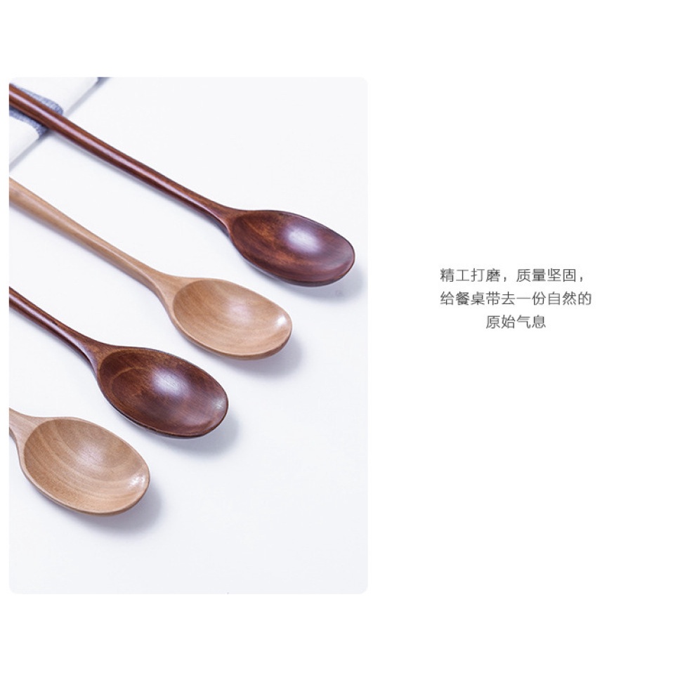 Muỗng Gỗ Cán Dài Phong Cách Nhật Bản