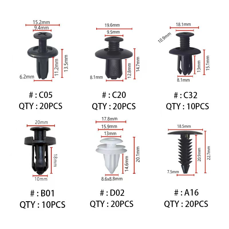 Set 100 Đinh Tán Phụ Tùng Cho Xe Ô Tô