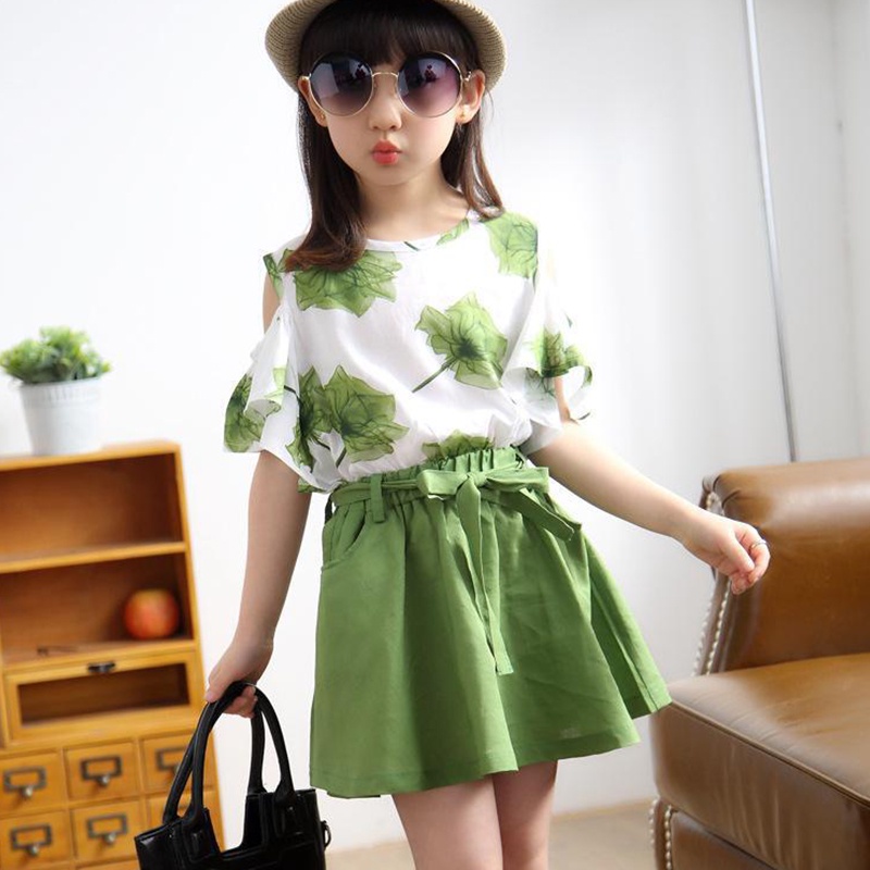 Đầm In Hình Lá Phong Thời Trang Cho Bé Gái