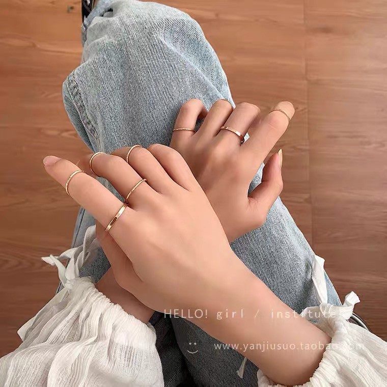 Set 10 nhẫn thiết kế đơn giản phong cách Hàn Quốc thời trang dành cho nữ