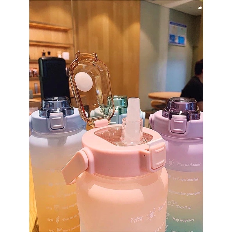 Bình Đựng Nước Uống Chia Vạch Theo Giờ Tiện Lợi 2000ml