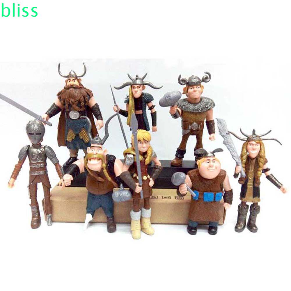 BLISS 8pcs/set Action Figure Doll Model Figuals How To Train Your Dragon 3 For Children Gift Night Fury Model Toys PVC Home Ornaments Hiccup Anime Model