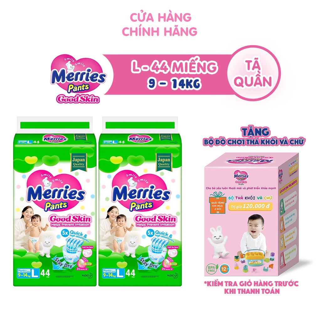 [Mã FMCGKAO52 giảm 8% đơn 250k] Combo 2 Tã quần Merries Goodskin đủ size M50/L44/XL38/XXL28