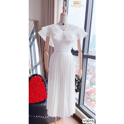 V3015 váy xếp ly xoè màu trắng