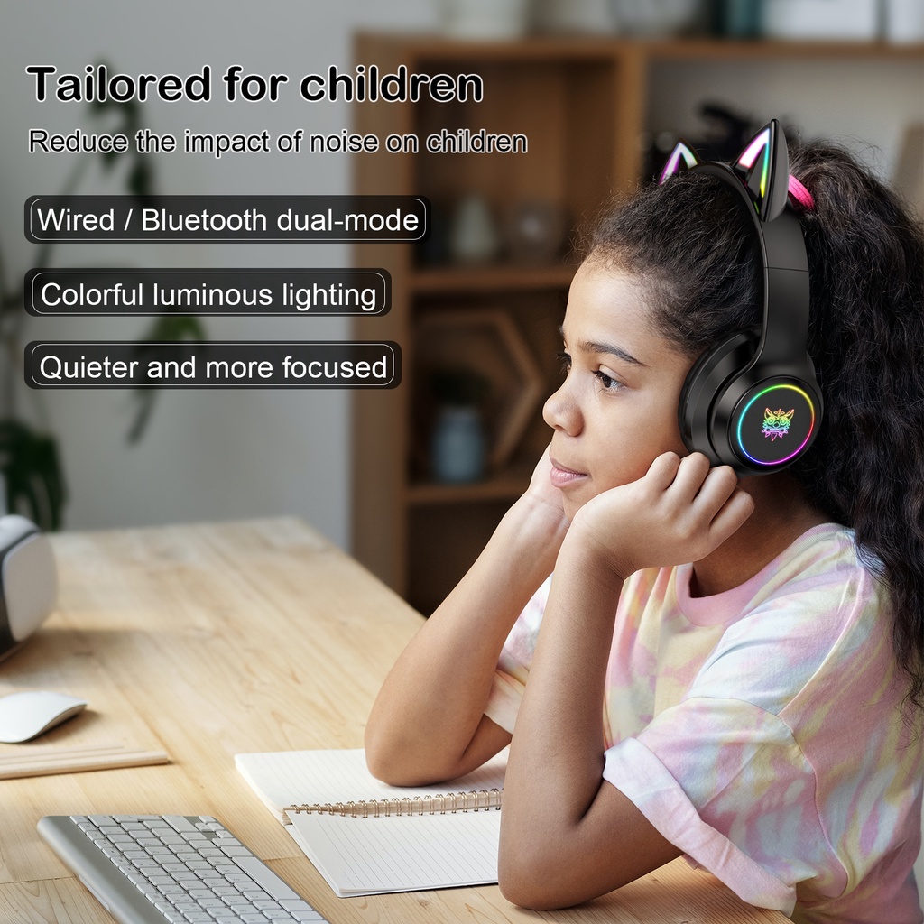 Tai Nghe Chụp Tai Onikuma B90 RGB Bluetooth 5.0 Không Dây Chuyên Nghiệp Chống Tiếng Ồn Cho PC/Điện Thoại/PS4