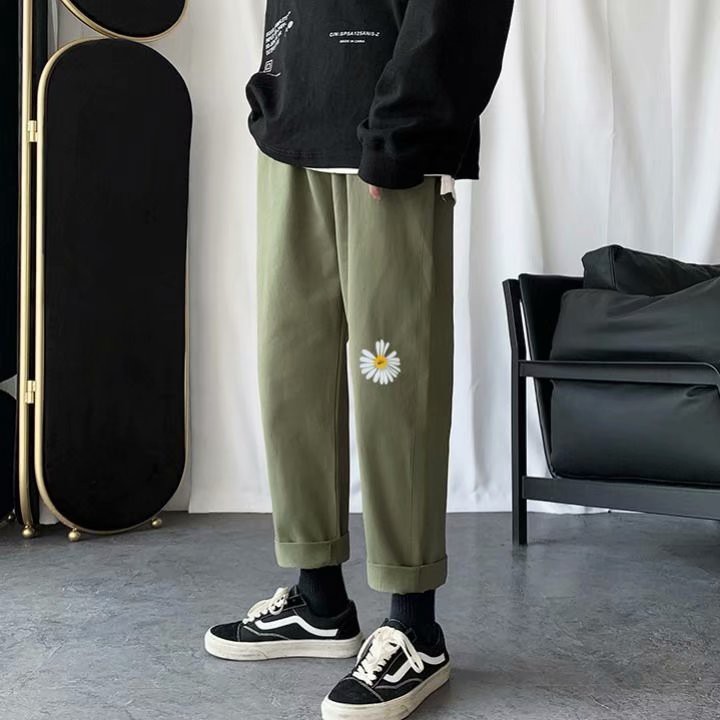 Quần dài đến mắt cá chân vải cotton màu trơn thời trang Hàn Quốc cho nam nữ | BigBuy360 - bigbuy360.vn