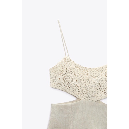 Order đầm xuất dư ZARA của nữ Đầm cut out phối len móc