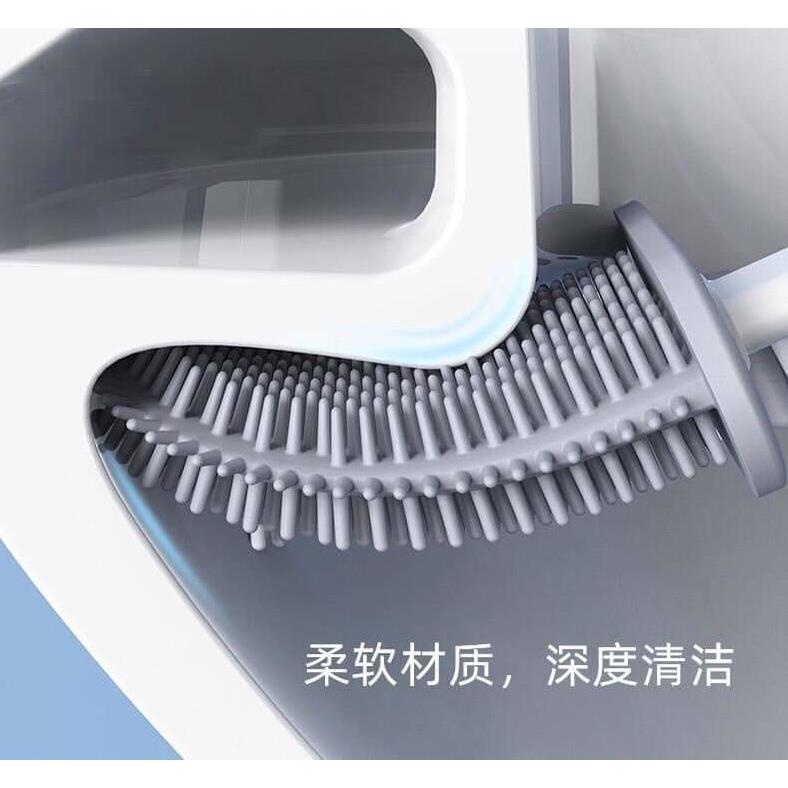 Chổi cọ vệ sinh nhà tắm toilet bồn cầu bằng silion có hộp đựng dán tường T1 ( tuyển khách sỉ)