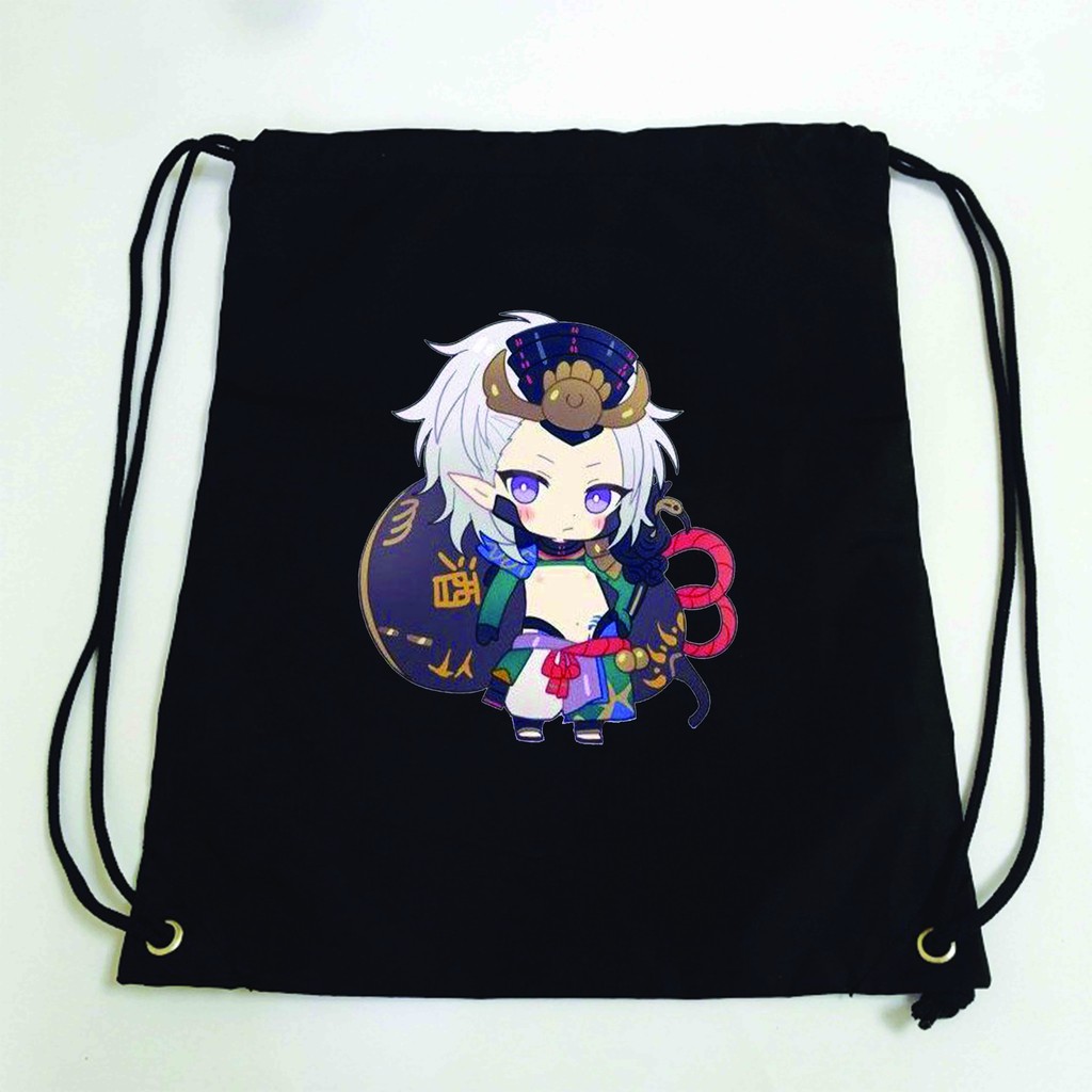 Balo dây rút đen in hình ÂM DƯƠNG SƯ Onmyoji game anime chibi túi rút đi học xinh xắn thời trang