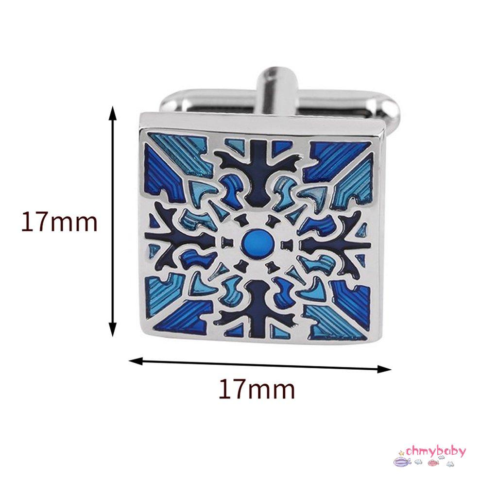 1 đôi Cổ điển dành cho nam giới tiệc cưới Quà tặng Áo sơ mi vuông màu xanh Cufflinks Cuff Links [8/19]