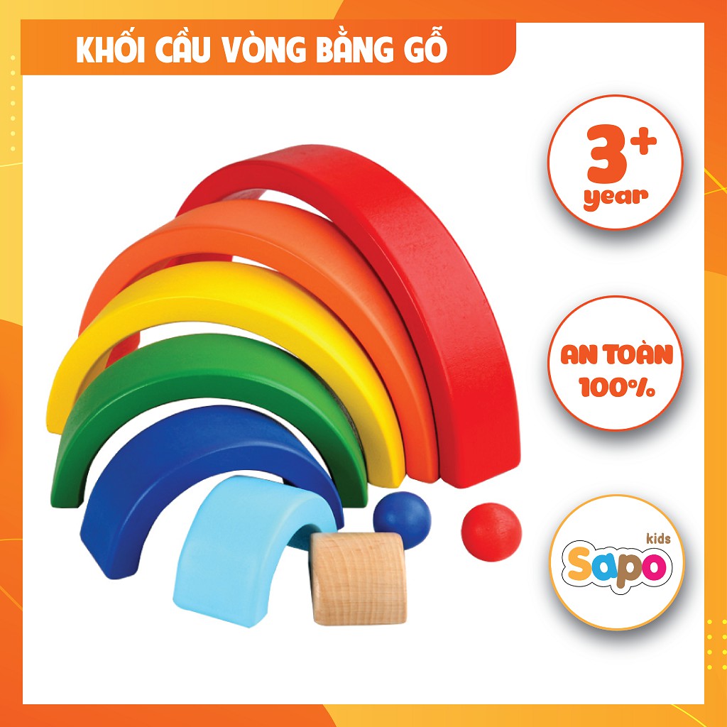 Bộ đồ chơi xếp hình cầu vồng,đồ chơi gỗ thông minh vui nhộn cho trẻ em sapo kids