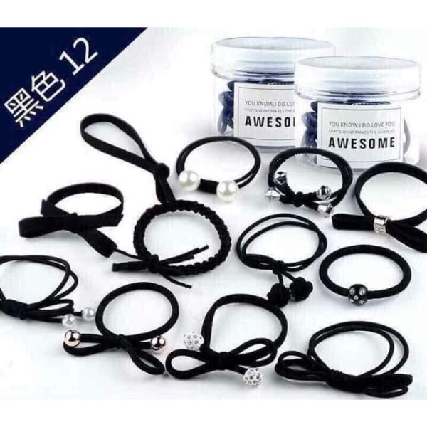 HỘP 12 DÂY CHUN BUỘC TÓC NỮ SIÊU CHẮC (GIAO MẪU NGẪU NHIÊN)