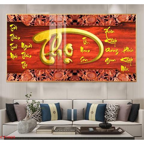 Tranh Phúc Lộc Thọ, Tranh tráng gương in UV 5D Mica bóng mịn No1, tranh treo tường phòng khách decor bền đẹp 40 năm