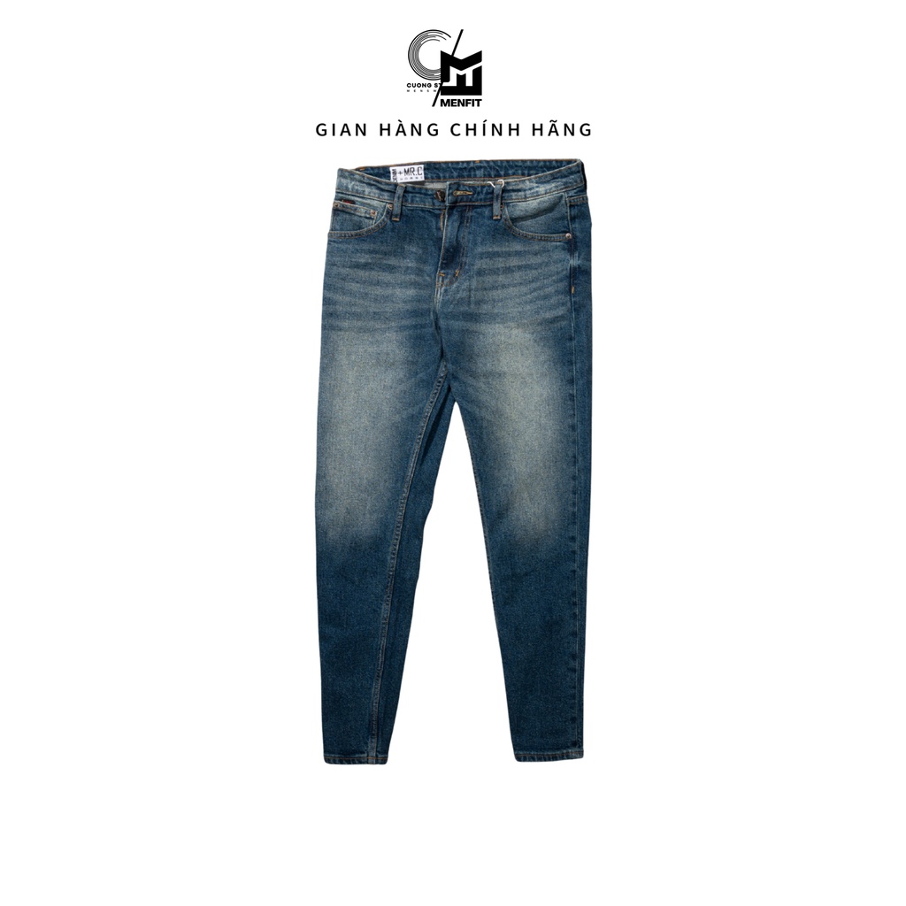 Quần jean dài nam cao cấp xanh denim MRC chất cotton cao cấp, form ôm vừa vặn, rách nhẹ trẻ trung - CUONG STORE
