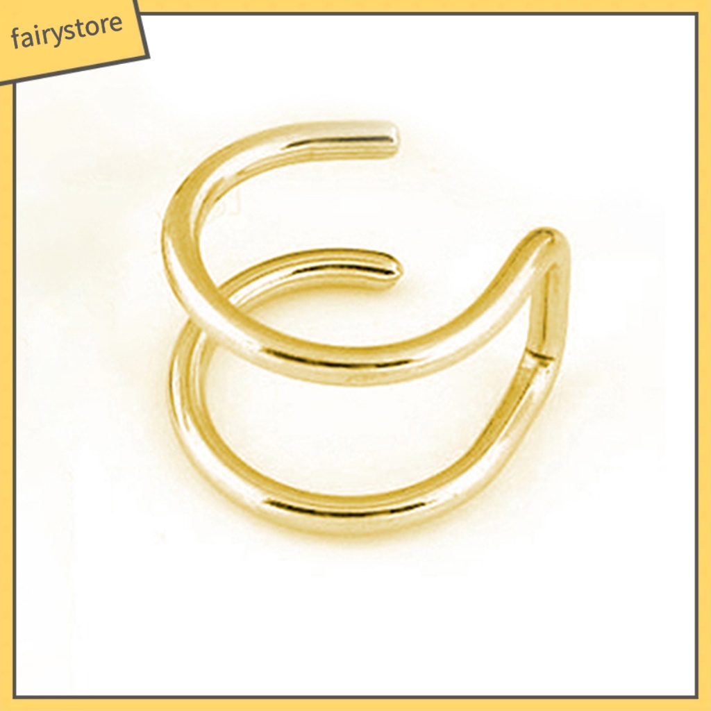 Khuyên kẹp vành tai giả 2 hàng bằng thép không gỉ cá tính