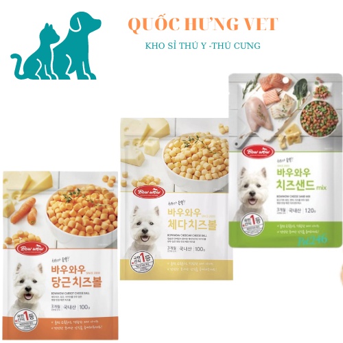Snack Phô Mai Viên Cà Rốt , phô mai hỗn hợp BOW WOW - Thức ăn hamster, chó, mèo... CHEESE BALL DOG TREAT- QUỐC HƯNG VET