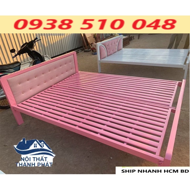 Giường ngủ sắt cao cấp hộp vuông 4x8 ngang 1m2 1m4 1m6 1m8 ship nhanh HCM BD