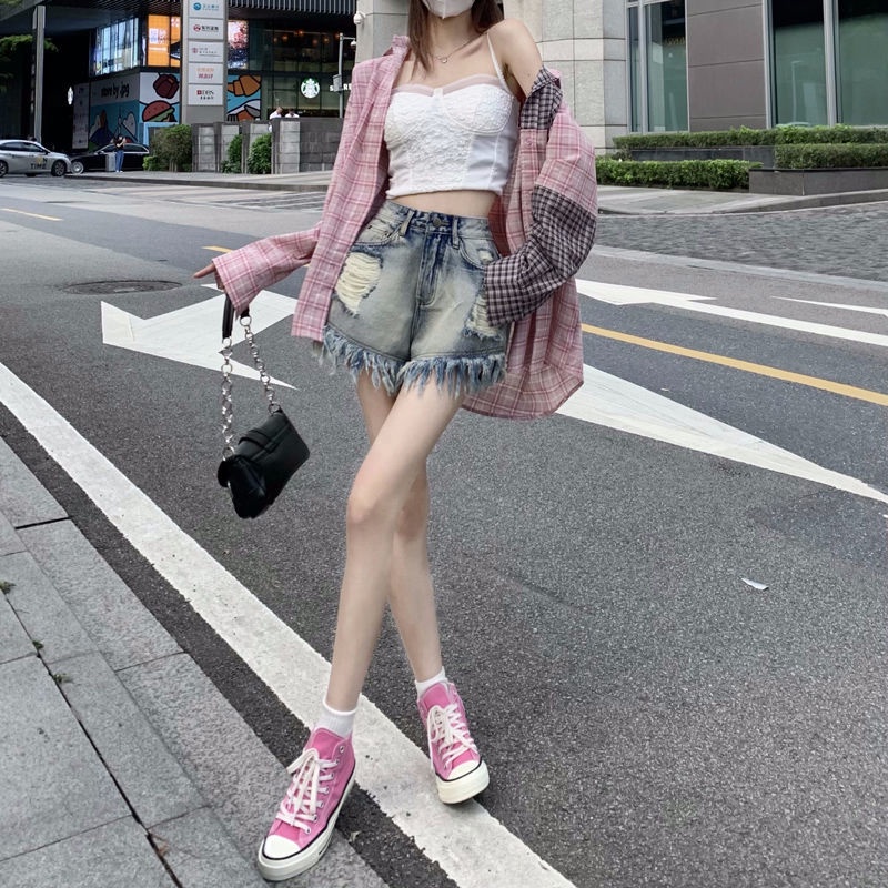 Quần short denim JSC lưng cao ống rộng thời trang mùa hè dành cho nữ