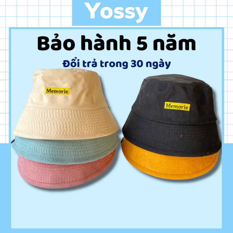 Mũ Bucket Yossy Vành Cụp thêu chữ MEMORIE phong cách Ulzzang ❤ Nón tai bèo nam nữ unisex cao cấp