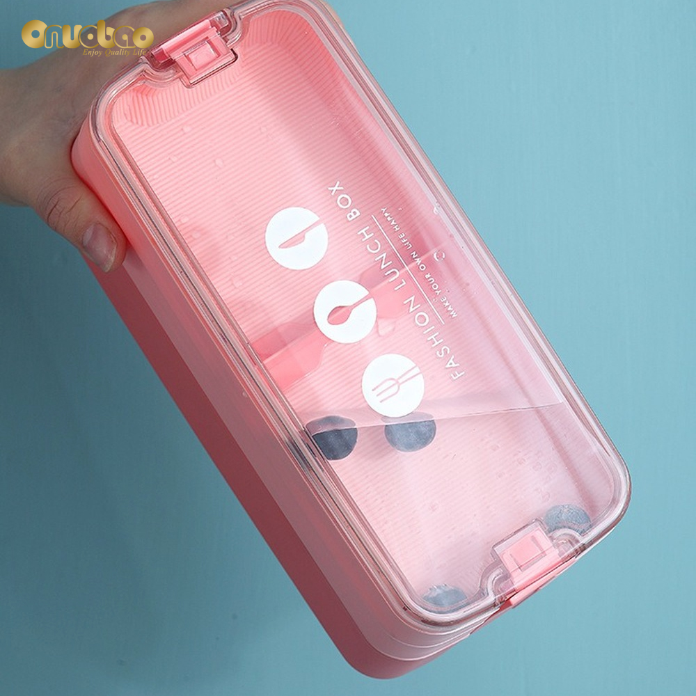 Hộp cơm ONUOBAO nhiều lớp đóng kín bằng nhựa PP rơm lúa mì 800ml/ 1000ml dùng được trong lò vi sóng