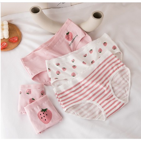 Quần Lót Nữ  ❤️FREESHIP❤️ Quần Chip Gân Tăm Kháng Khuẩn - Quần Chip Cotton Co Dãn 4 Chiều Quả Dâu CuTe (Chọn Màu)