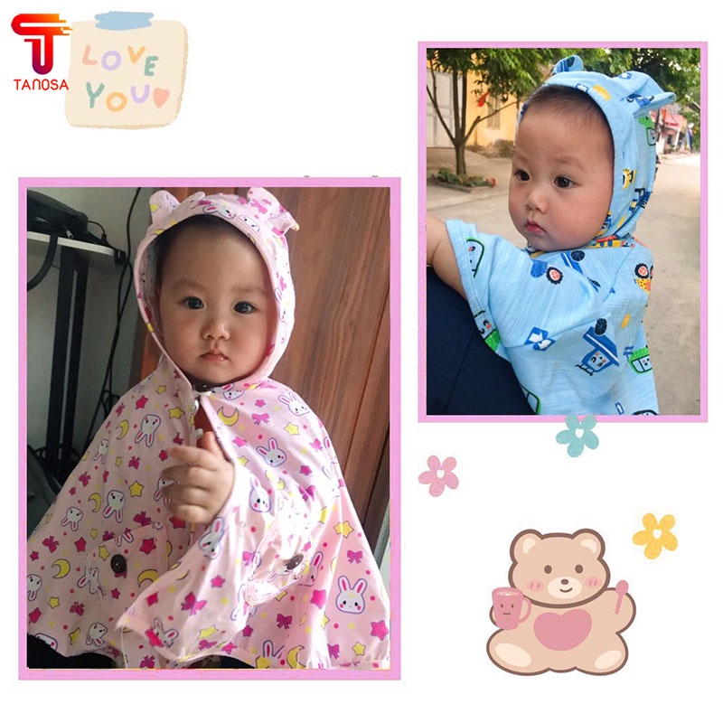 Áo choàng chống nắng cánh dơi cho bé chất liệu cotton cao cấp 4 chiều Tanosa