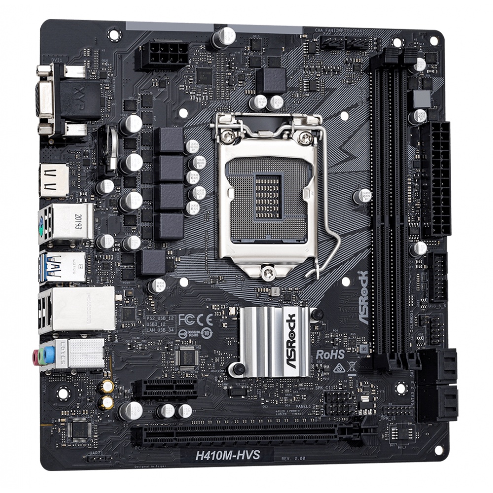 Bo mạch chủ ASROCK H410M-HVS R2.0 Thiết Kế Vừa Vặn Chắc Chắn 2 Khe Ram Hàng Chính Hãng