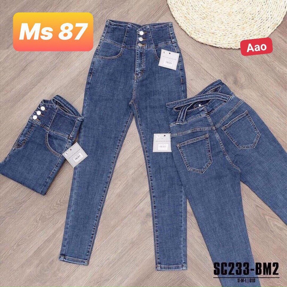 quần jean nữ lưng cao thời trang cao cấp - Quần bò nữ cạp cao chất jeans co giãn MURADFASHION MS102