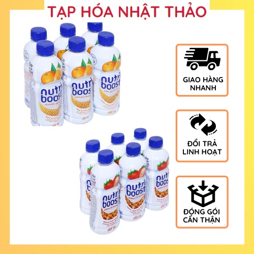 Sữa NutriBoost Lốc 24 Chai Bổ Sung Năng Lượng Vitamin Bù Nước Hương Vị Trái Cây Dâu/Cam Chai 297ml