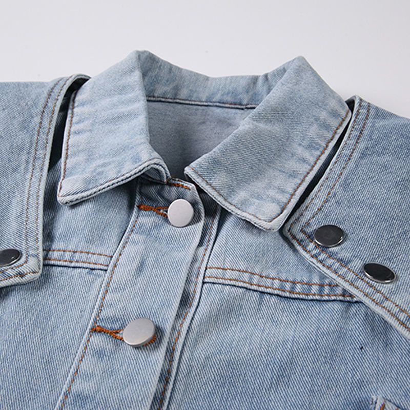 Áo Khoác Denim Dáng Ngắn Phối Khăn Choàng Thời Trang Mùa Xuân Dành Cho Nữ