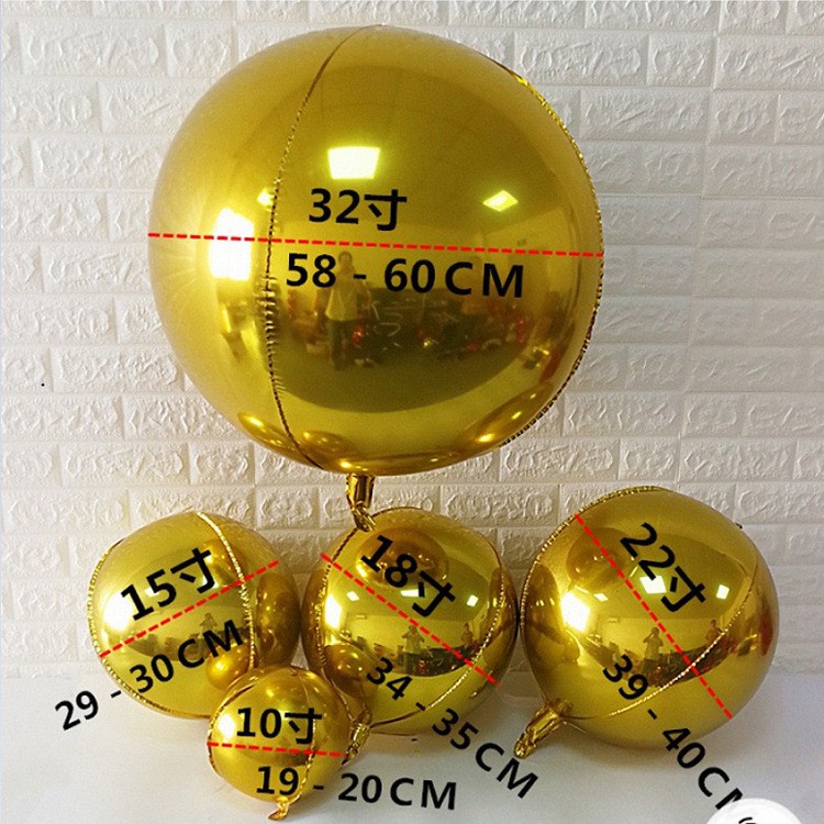 1 mảnh 15/10/18/22/32 Inch 4D Bóng bay lá tròn Bong bóng kim loại Bong bóng sinh nhật Bong bóng trang trí tiệc cưới Đồ dùng đám cưới