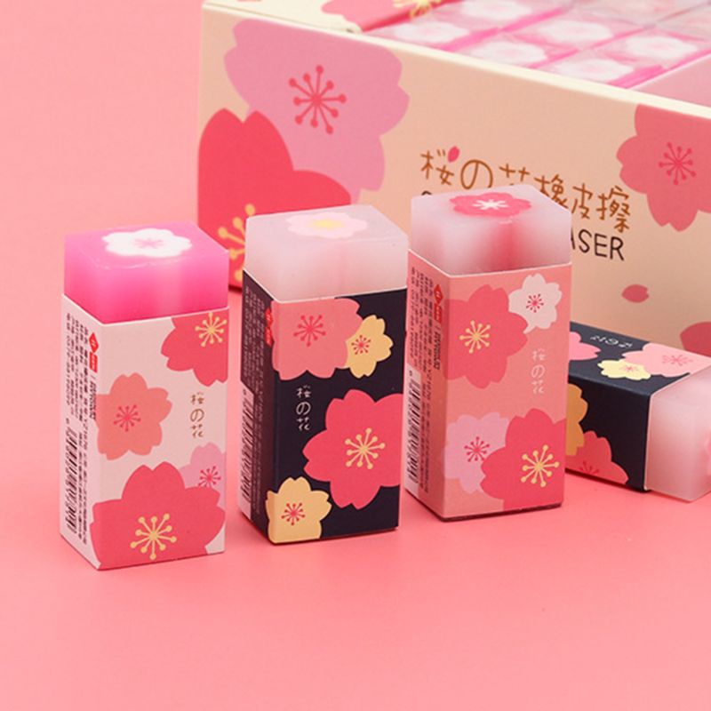 Set 3 Bút Chì Kèm Gôm Tẩy Hình Hoa Anh Đào Xinh Xắn