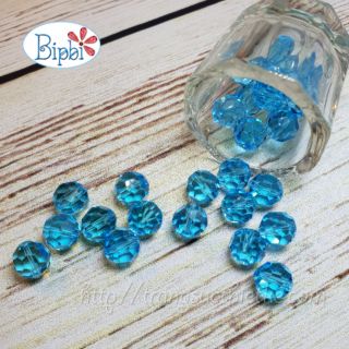 10 viên pha lê Tiệp tròn 8mm màu xanh dương