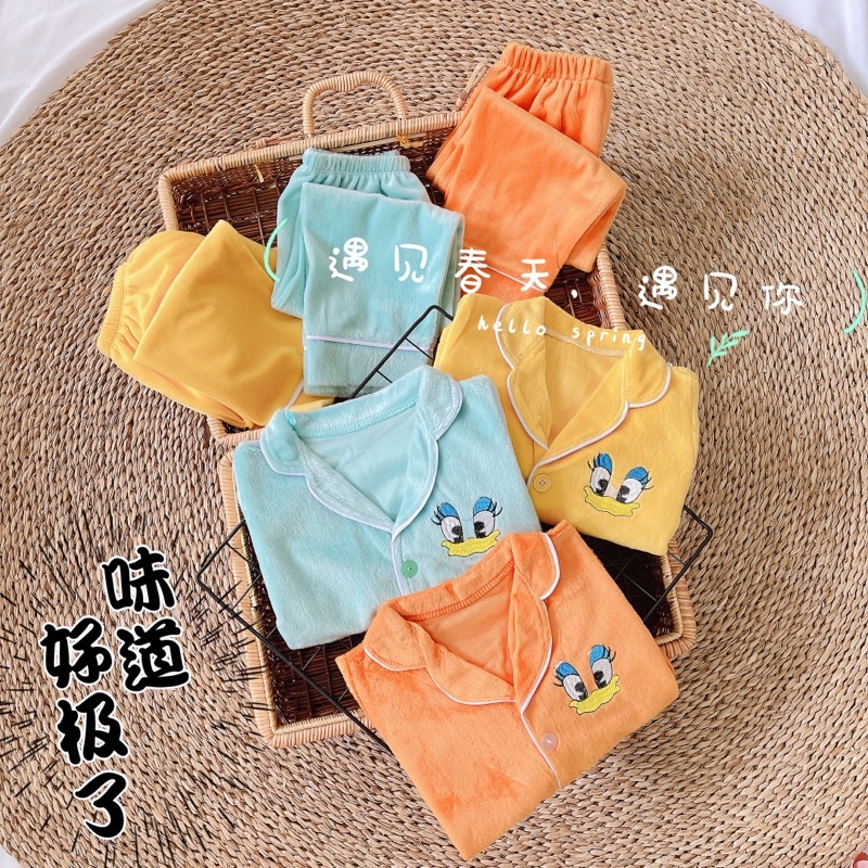 Set nỉ băng lông pizama cho bé