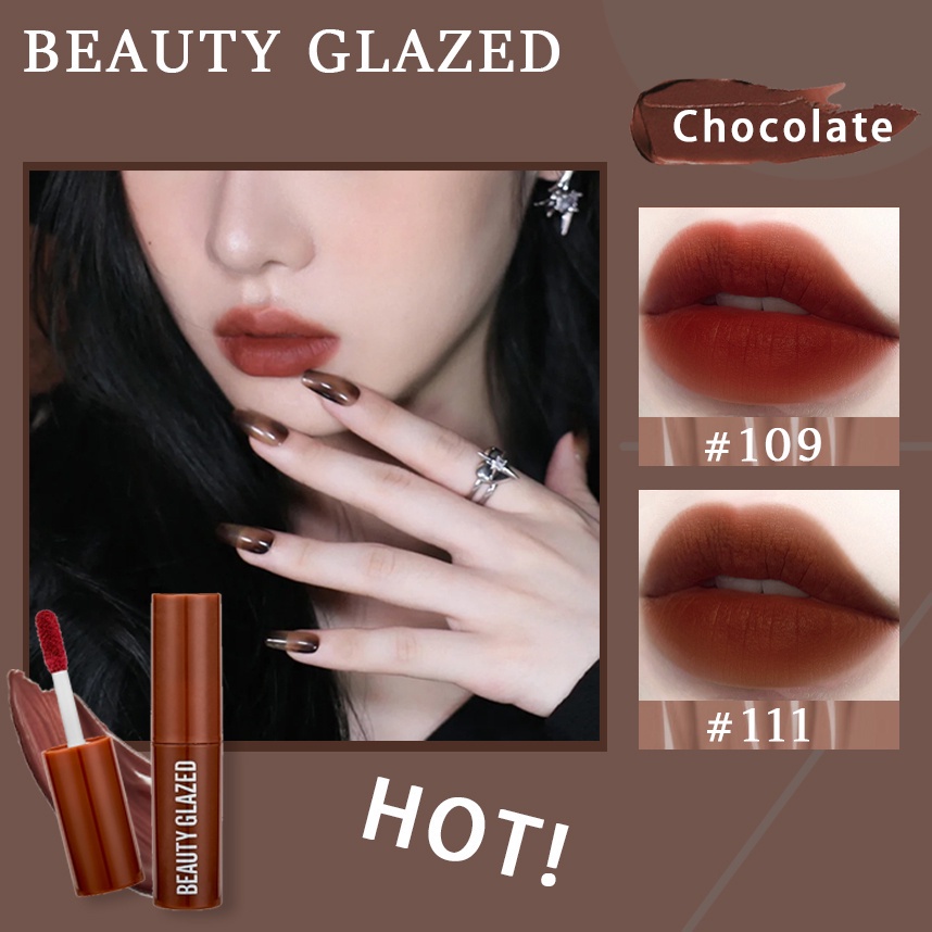 BEAUTY GLAZE chocolate mờ mặt sương mù Lip Glaze son môi không phai màu không thấm nước B35A