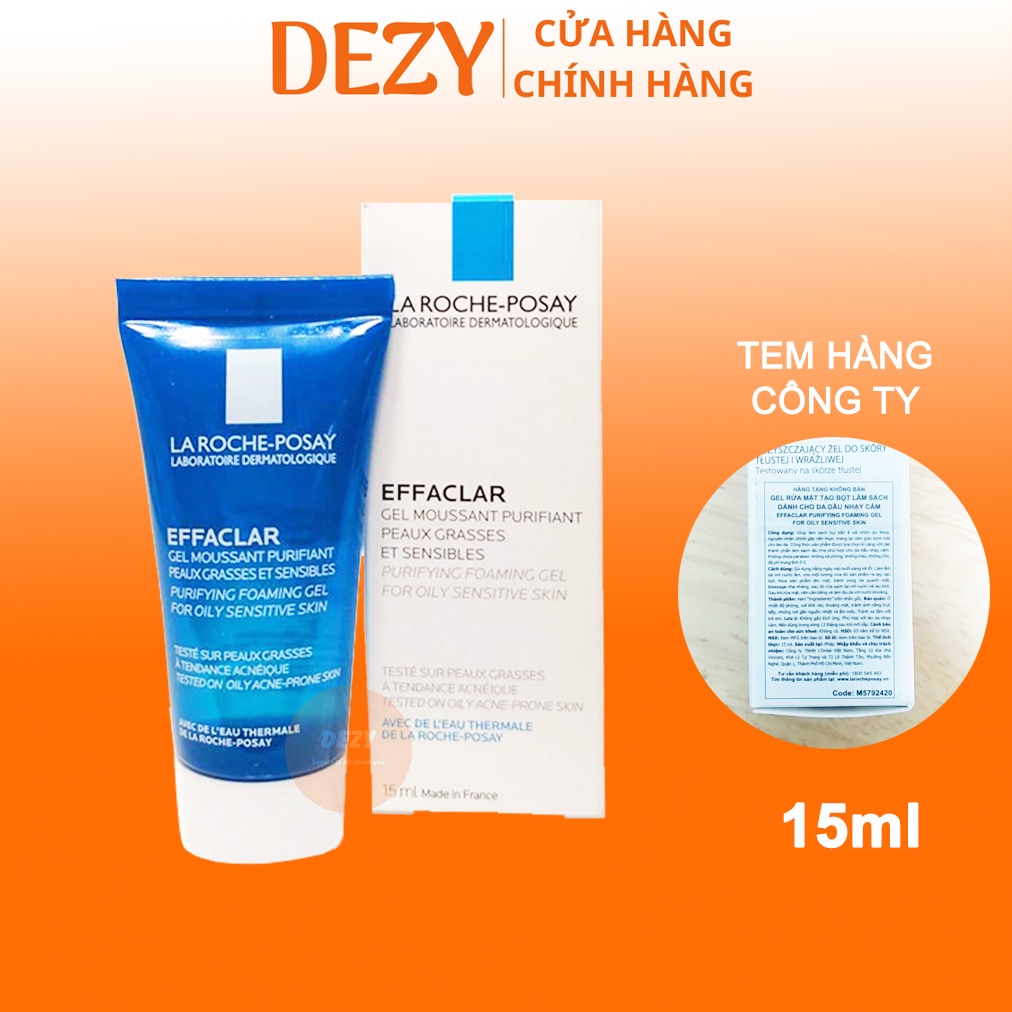 Sữa Rửa Mặt La Roche Posay Mini 15ml Bọt Làm Sạch Cho Da Dầu Da Nhạy Cảm - Srm Dạng Gel Pháp Chính Hãng Chăm Sóc Da Dezy