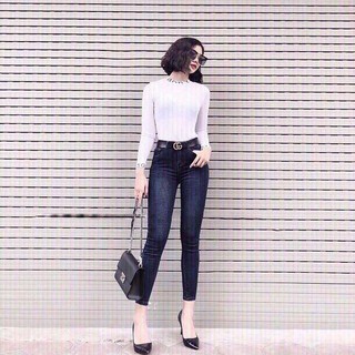 Quần jean nữ lưng cao co giãn tốt skinny